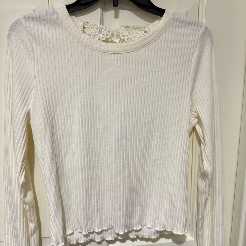 American Rag Cream Ribbed Long Sleeve Top